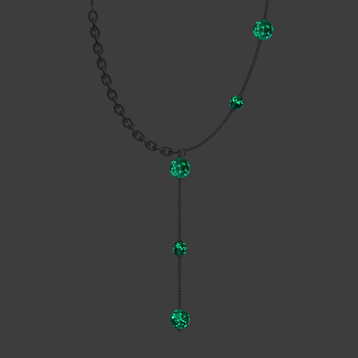 Teal | Silver | Firefly Glass Cascade Double Pendant